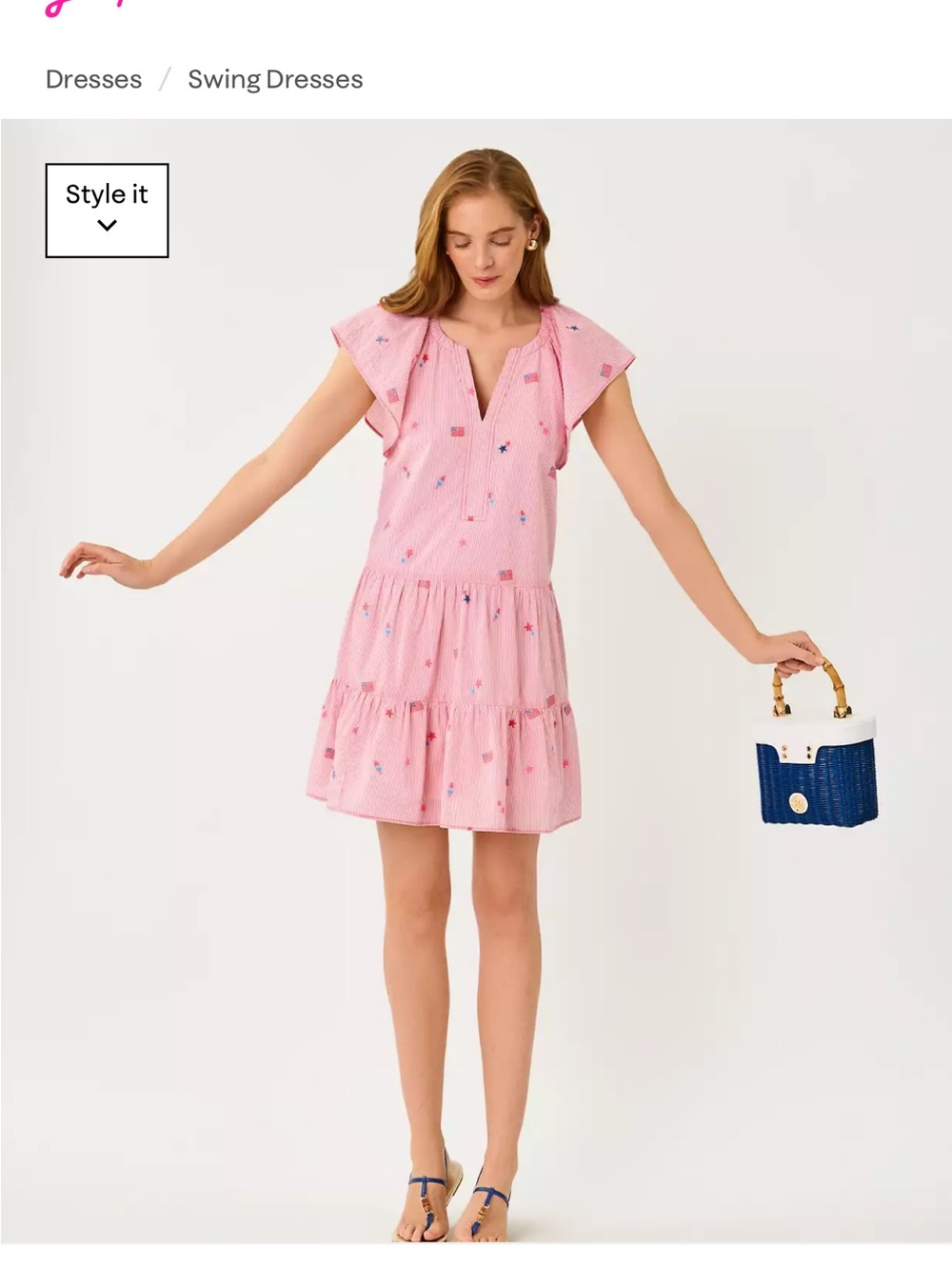 Lilly Pulitzer Pink Embroidered Tiered Mini Dress